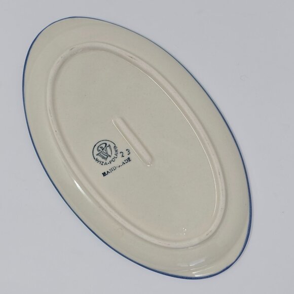 Ceramika Wiza Floral Polish Pottery Mug & Oval Snack Tray Saucer Set Hand Made - Picture 12 of 15